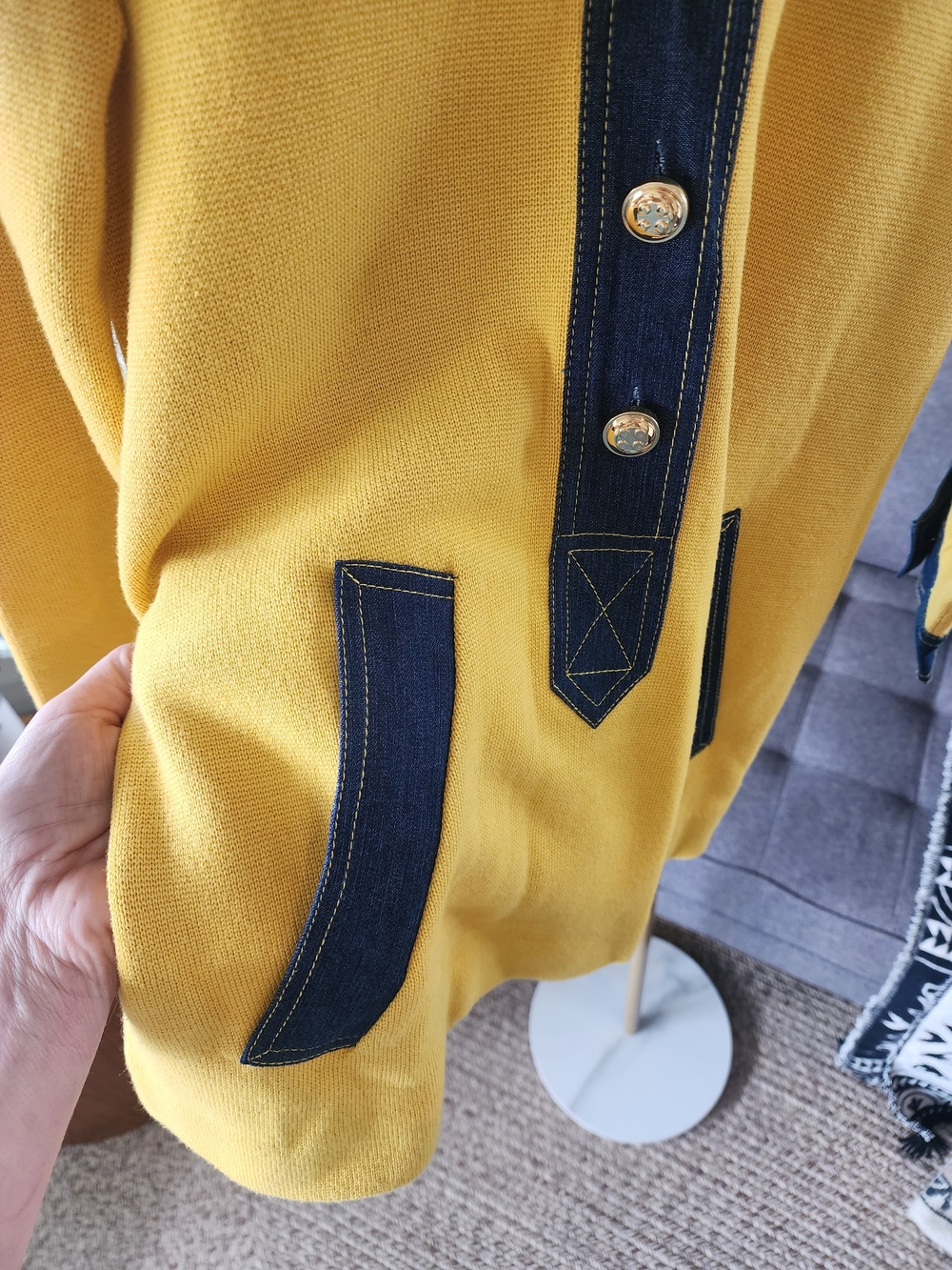 Marc by Marc Jacobs Mustard Yellow Sweater with Navy Trim - Picture 6 of 6